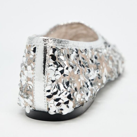 NWT Zara silver sequin ballerina flats, 7.5 - Picture 5 of 13
